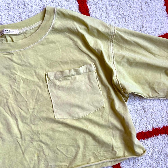 Free People Austin Washed Lime Green Long Sleeve Cropped Tee - Picture 8 of 13